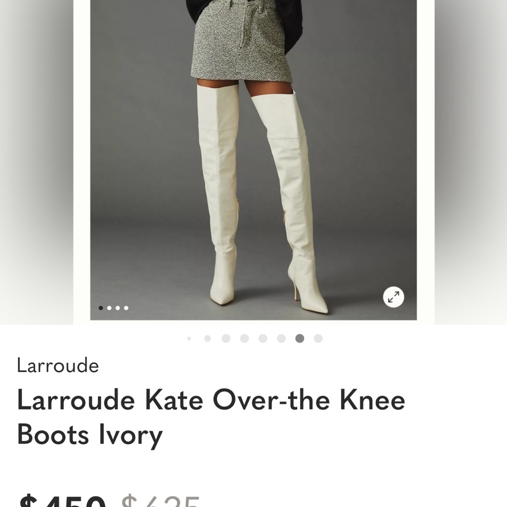 Larroude Knee-High Pointed Toe Boots in Ivory